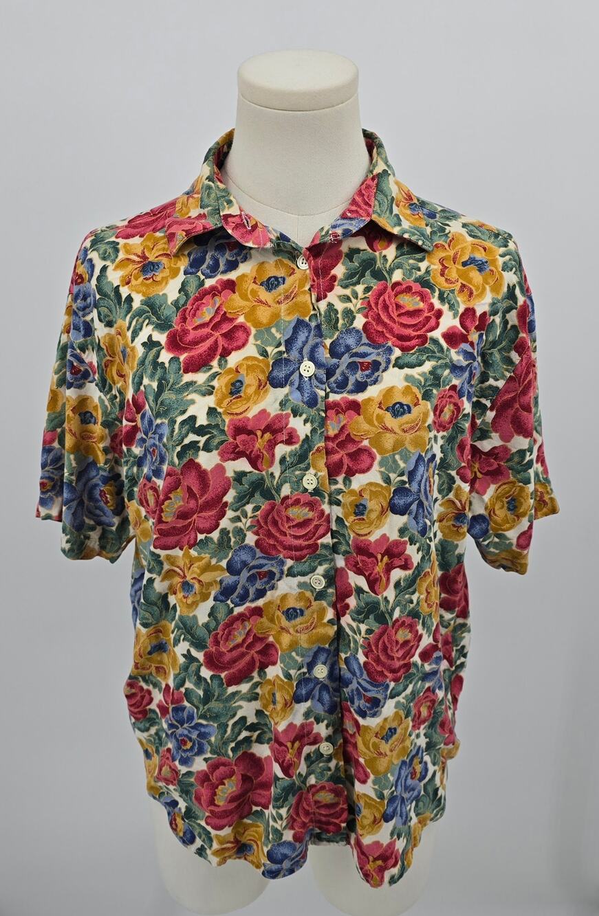 Vintage 80s/90s Capacity Rayon Floral‎ Shirt Grandmacore Cottagecore
